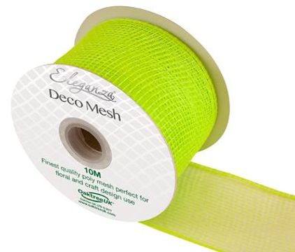 Eleganza Deco Mesh 63mm x 10m Lime Green No.14 - Organza / Fabric